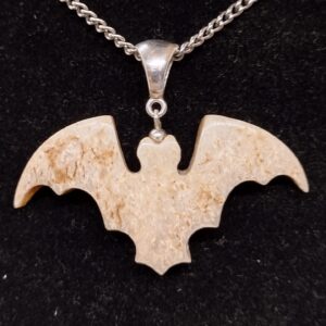 Human Skull Bat pendant on Silver finding